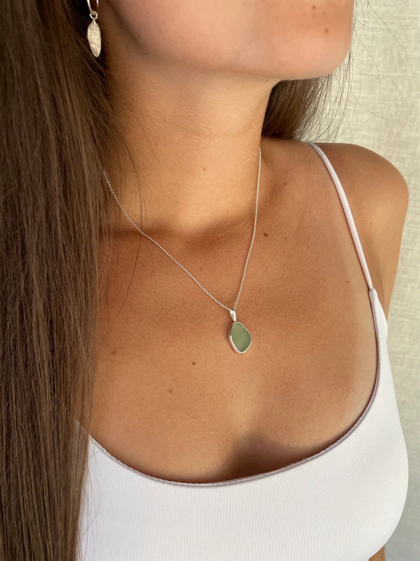 Sea Glass Necklace Green