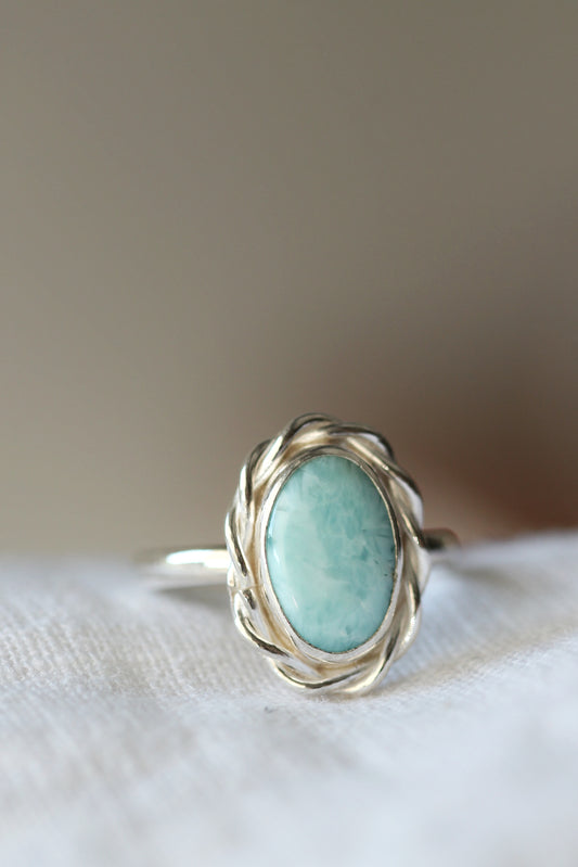 Larimar cord ring 58