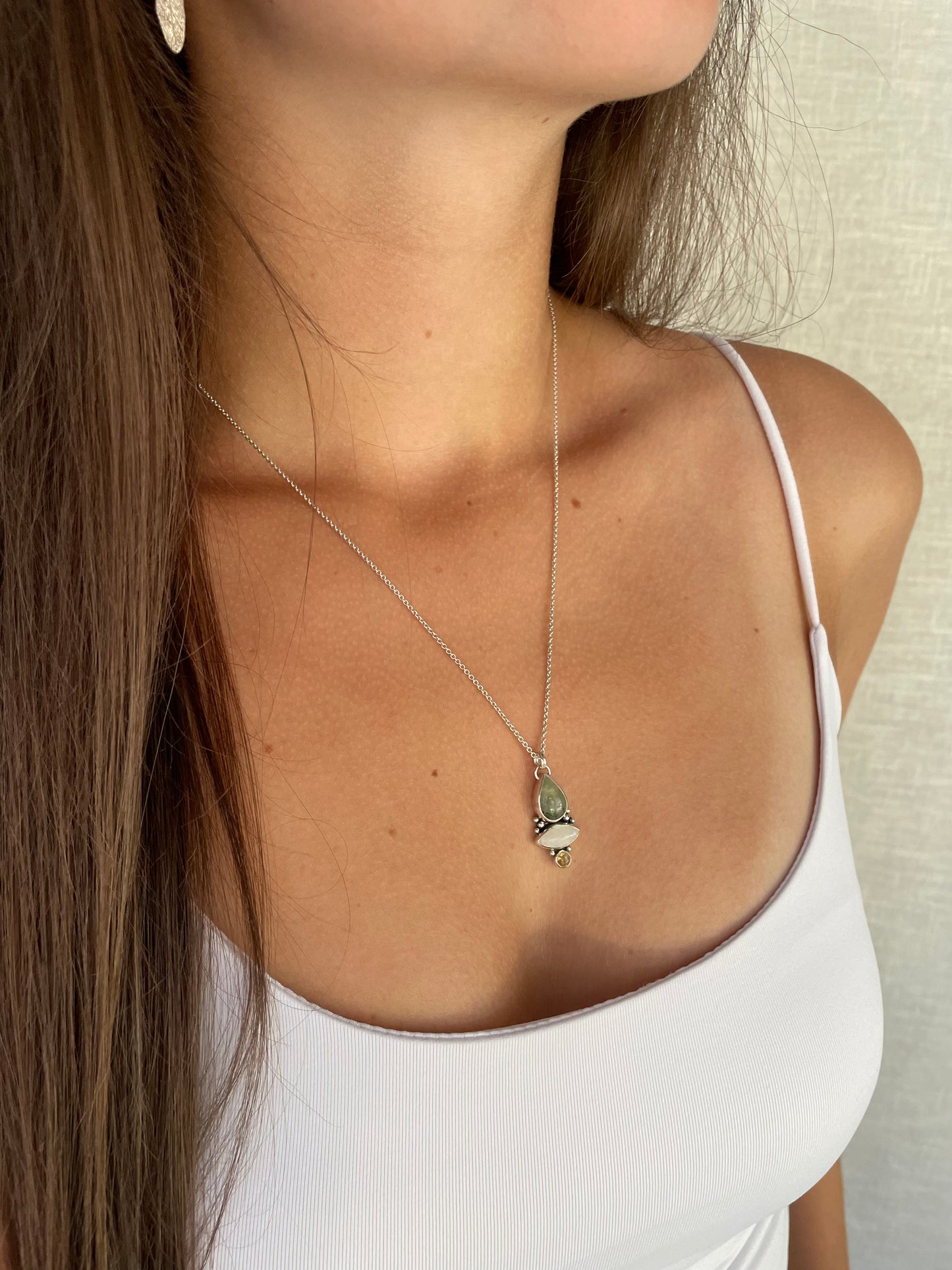 Prehnite-Moonstone-Tourmaline Necklace