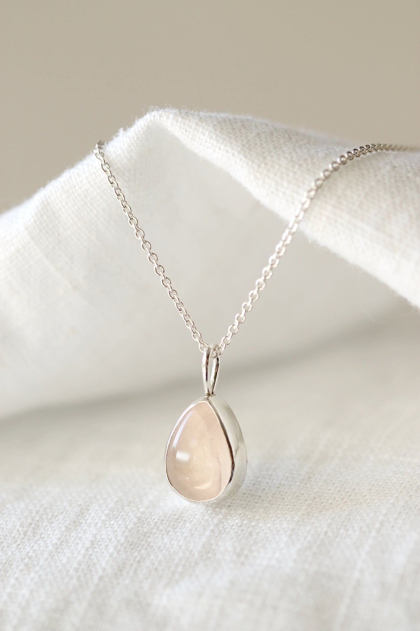 Rose quartz teardrop necklace