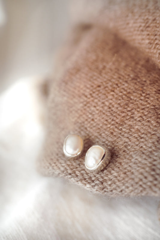 Pearl stud earrings