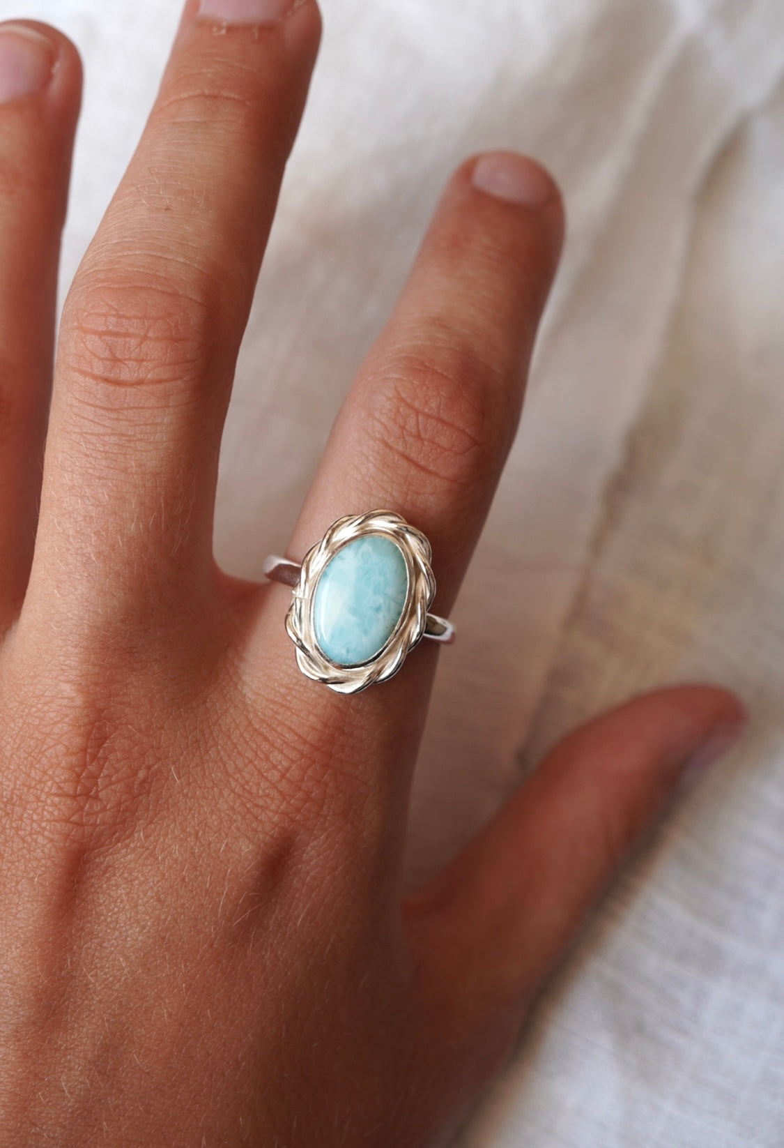 Larimar cord ring 58