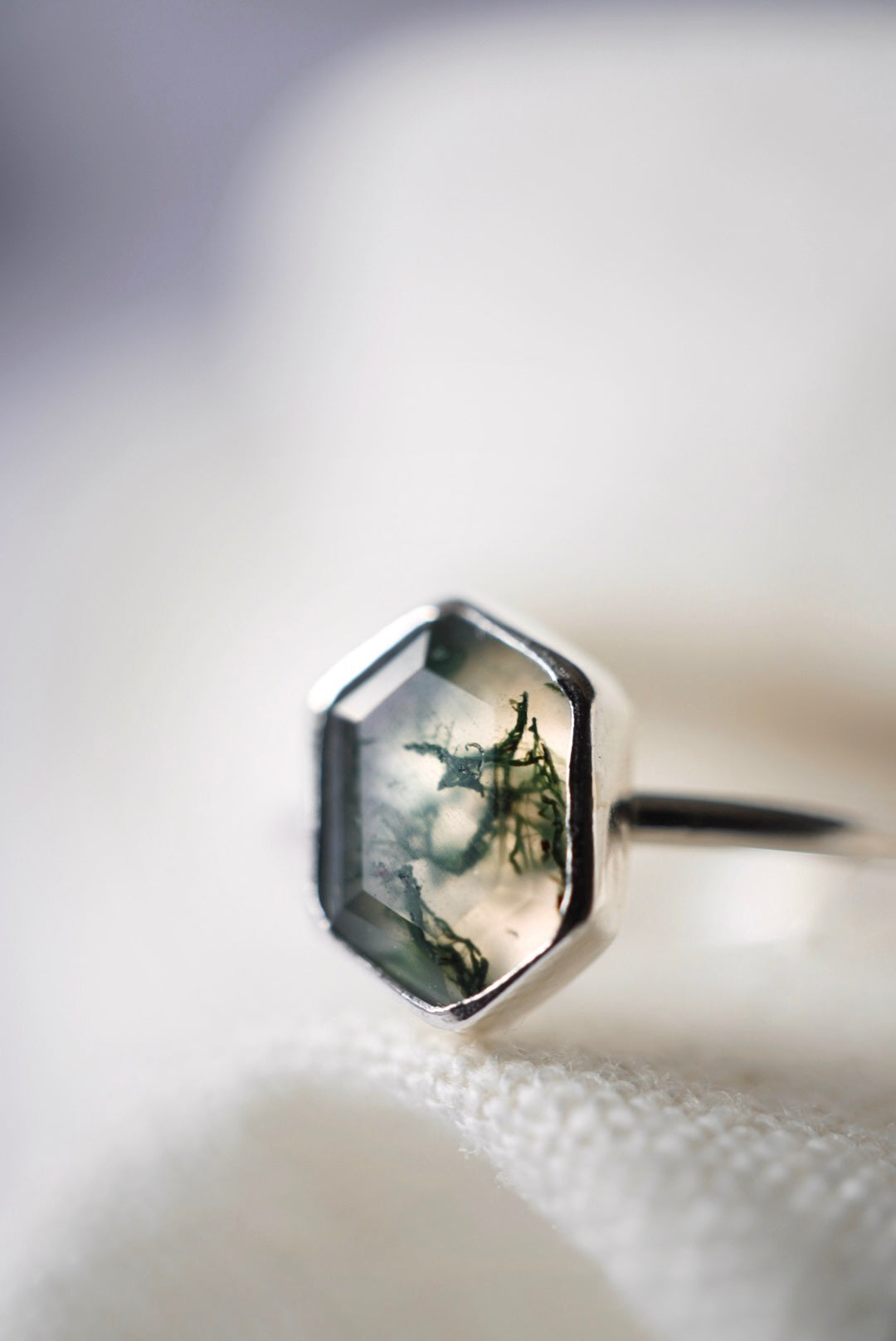 Moss agate ring 58