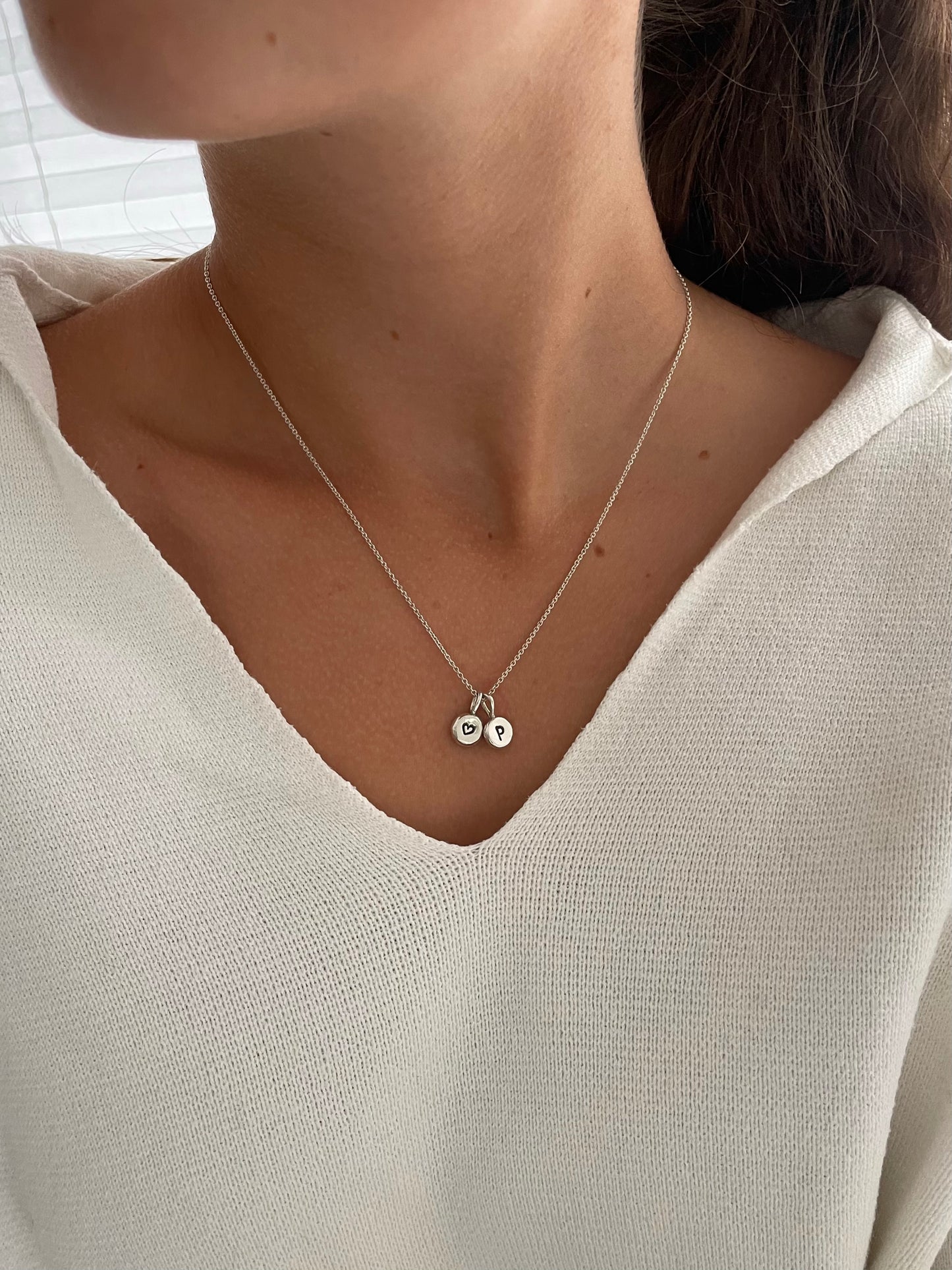 DUO silver nugget necklace "Initials"