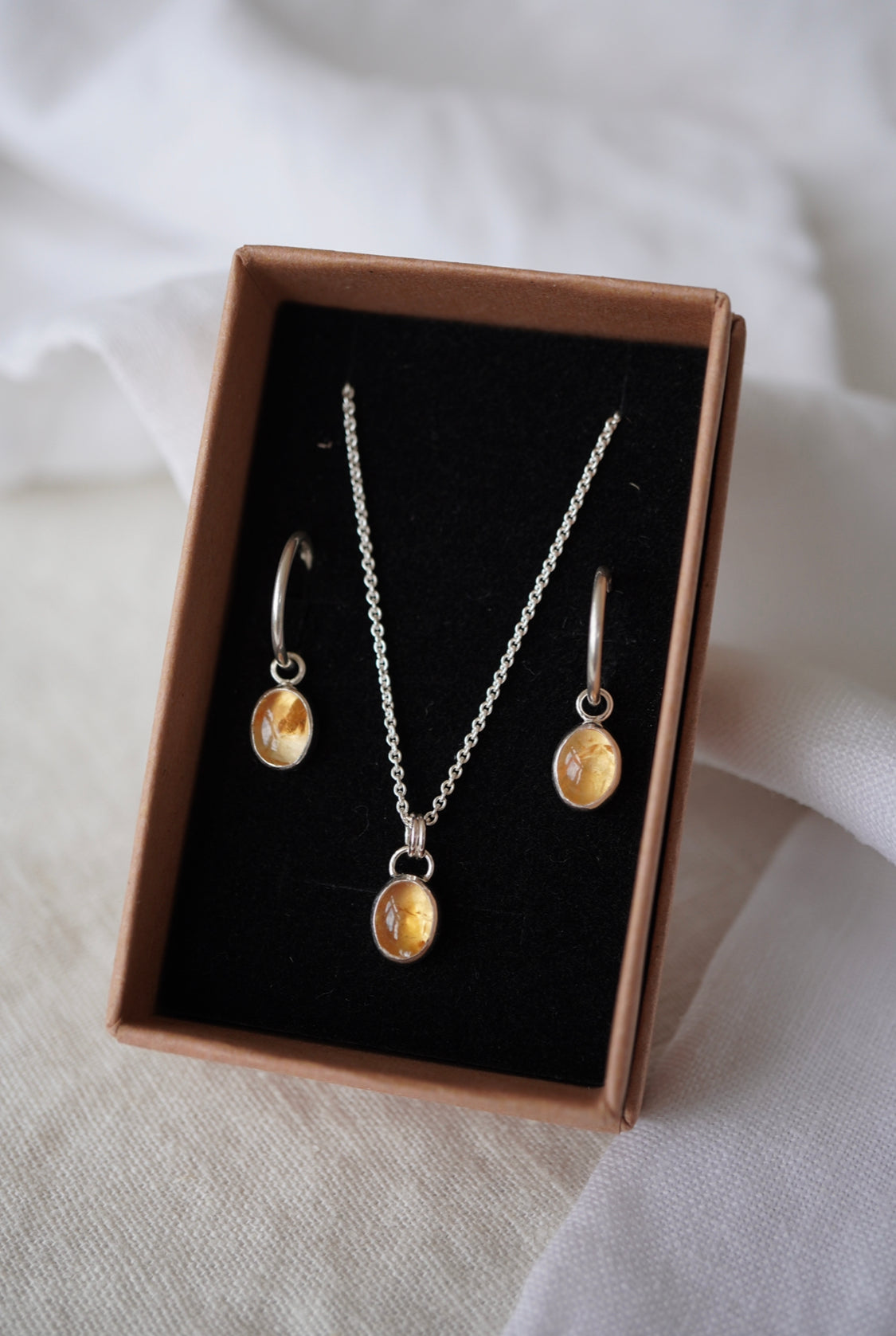 Citrine set (necklace &amp; hoop earrings)